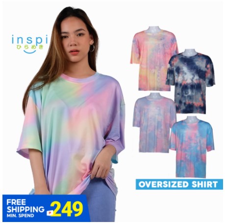 INSPI Tie Dye Oversized Tshirt for Women Men Unisex Loose fit Trendy Korean Fashion Shirt